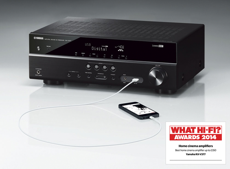 热博rb885.1声道家庭影院收音扩音机RX-V377 荣获2014年度What Hi-Fi?五星评价大奖